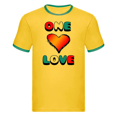 One Love Ringer T-Shirt - S - Mens T-Shirt