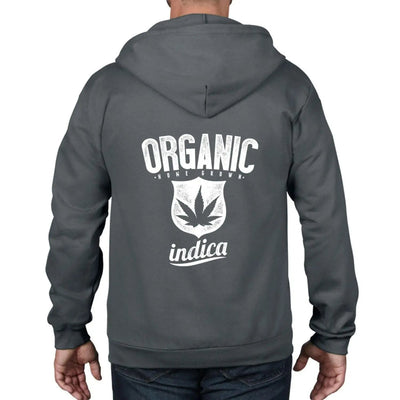 Organic Indica Marijuana Cannabis Unisex Full Zip Hoodie M / Charcoal Grey