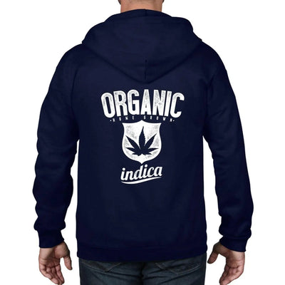Organic Indica Marijuana Cannabis Unisex Full Zip Hoodie M / Navy Blue