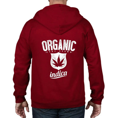 Organic Indica Marijuana Cannabis Unisex Full Zip Hoodie M / Red