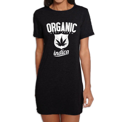 Organic Indica Marijuana Cannabis Women's T-Shirt Dress S