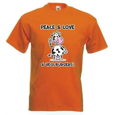 Peace, Love & Vegi Burgers vegetarian T-Shirt XXL / Orange
