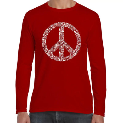 Peace Symbol CND Long Sleeve T-Shirt L / Red
