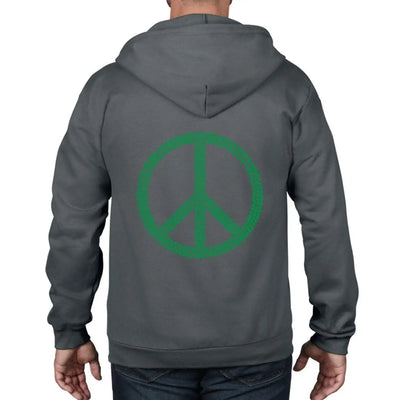 Peace Symbol Marijuana Leaf Full Zip Hoodie XL / Charcoal