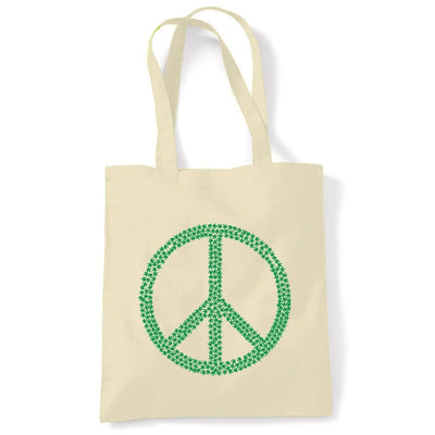 Peace Symbol Marijuana Leaf Tote Shoulder Shopping Bag