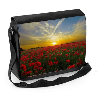 Poppy Field Sunset Laptop Messenger Bag
