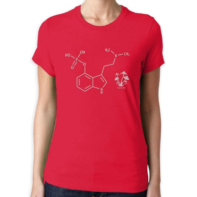 Psilocybin Chemical Formula Magic Mushrooms Women's T-Shirt XL / Red