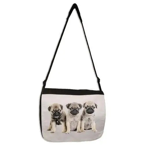 Pug Puppies Laptop Messenger Bag