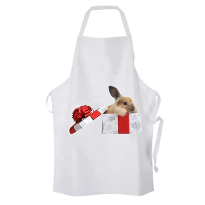 Rabbit In A Giftbox Christmas Chefs Apron