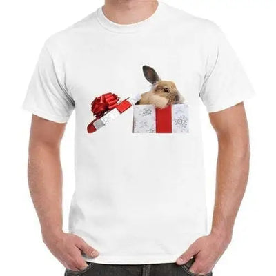 Rabbit In Gift Box Men's Christmas T-Shirt