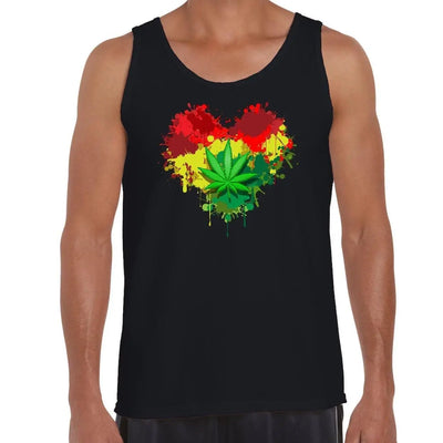 Rasta Heart Reggae Men's Tank Vest Top XL / Black