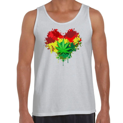 Rasta Heart Reggae Men's Tank Vest Top XL / White