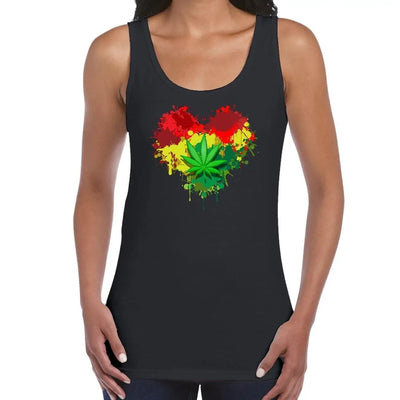 Rasta Heart Reggae Women's Tank Vest Top XL / Black