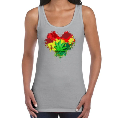 Rasta Heart Reggae Women's Tank Vest Top XL / Light Grey