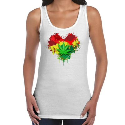 Rasta Heart Reggae Women's Tank Vest Top XL / White