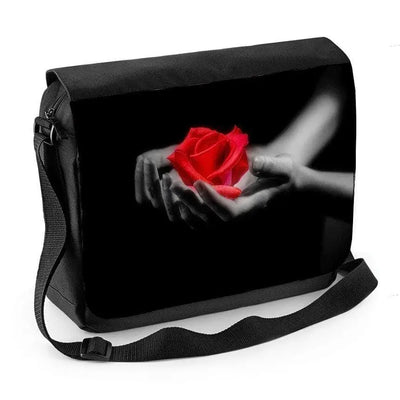 Red Rose in Hands Laptop Messenger Bag