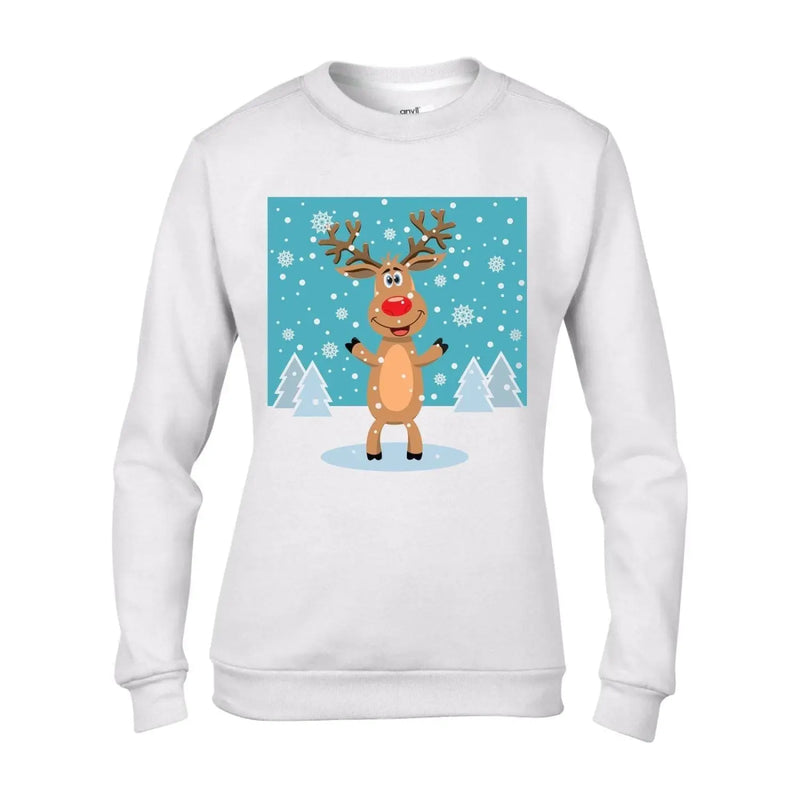 Rudolph Reindeer and Snow Flakes Christmas Women&