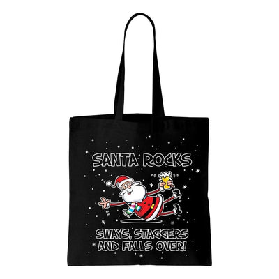 Santa Rocks Sways Staggers and Falls Over Funny Christmas Shoulder Shopping Bag