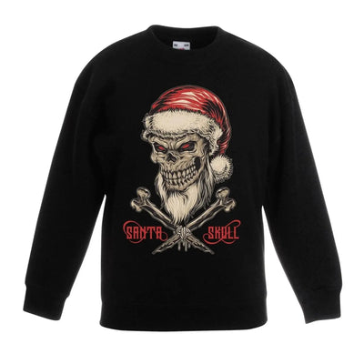Santa Skull and Cross Bones Christmas Childrens Kids Sweatshirt Jumper 3-4 / Black