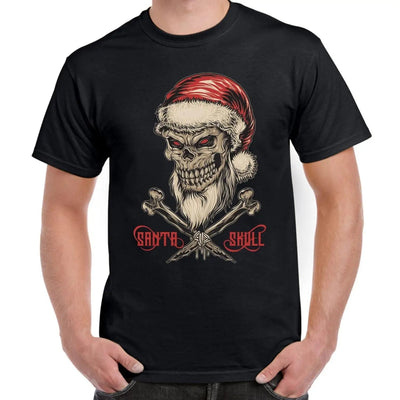 Santa Skull and Cross Bones Christmas Men's T-Shirt L / Black