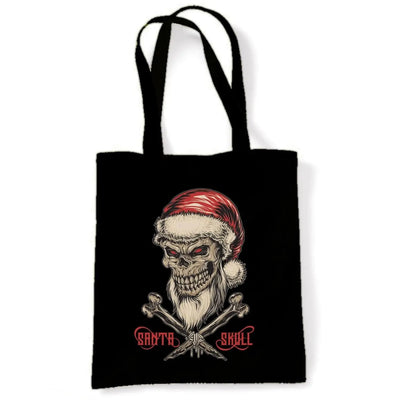 Santa Skull and Cross Bones Christmas Tote Shoulder Shopping Bag