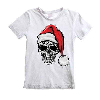 Santa Skull Skeleton Hipster Christmas Childrens Kids T-Shirt 5-6