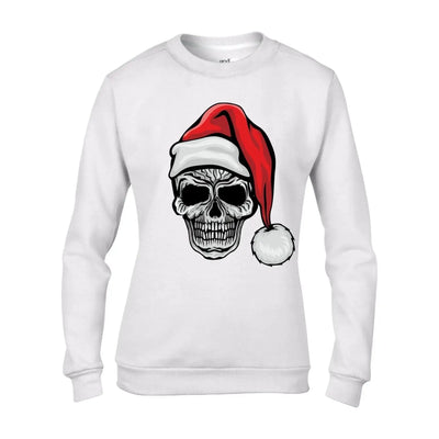 Santa Skull Skeleton Hipster Christmas Womens Sweatshirt Jumper L