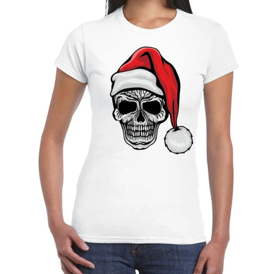 Santa Skull Skeleton Hipster Christmas Women's T-Shirt XL