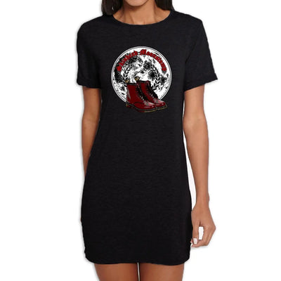 Skinhead Moonstomp Boots Logo Womens T-Shirt Dress L / Black