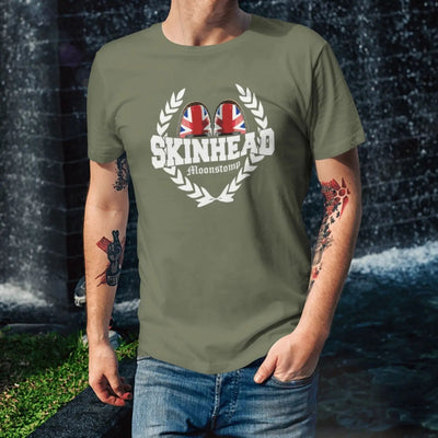 Skinhead Moonstomp Union Jack Boots Leaf Logo Mens T-Shirt