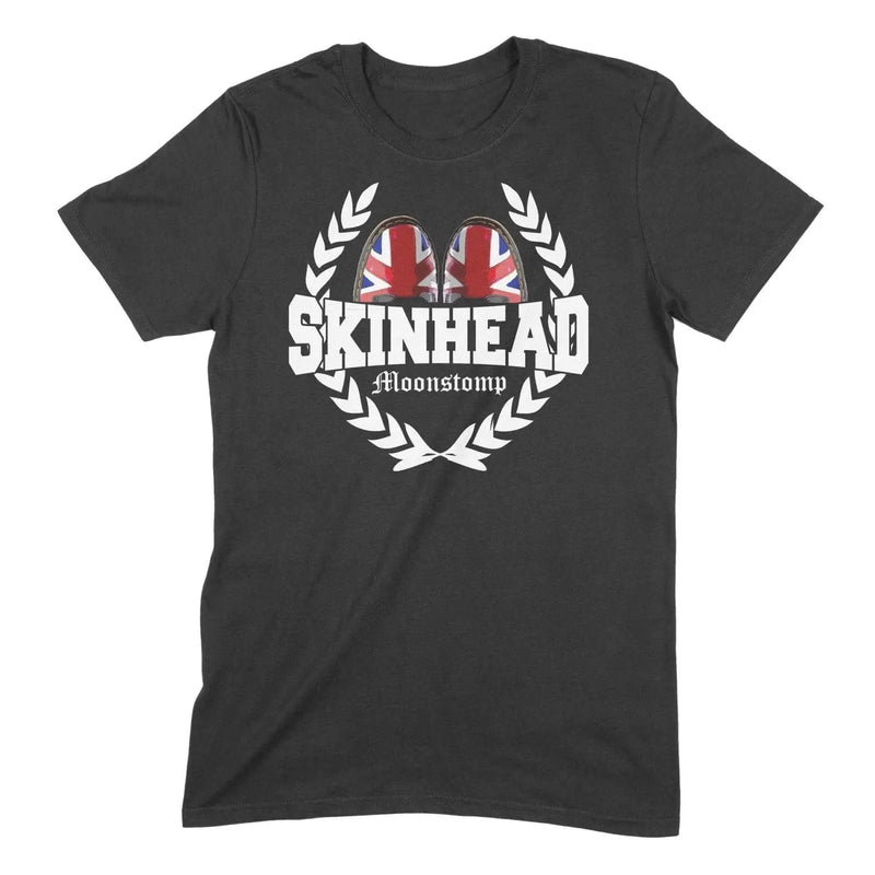 Skinhead Moonstomp Union Jack Boots Leaf Logo Mens T-Shirt S / Black