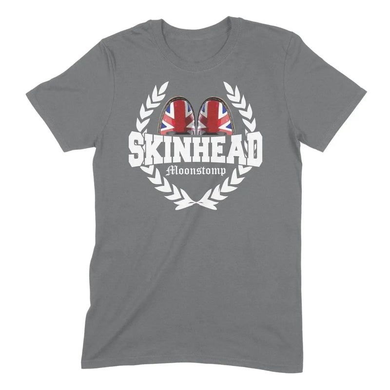 Skinhead Moonstomp Union Jack Boots Leaf Logo Mens T-Shirt S / Charcoal