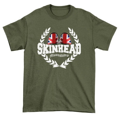 Skinhead Moonstomp Union Jack Boots Leaf Logo Mens T-Shirt S / Khaki