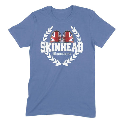 Skinhead Moonstomp Union Jack Boots Leaf Logo Mens T-Shirt S / Royal Blue