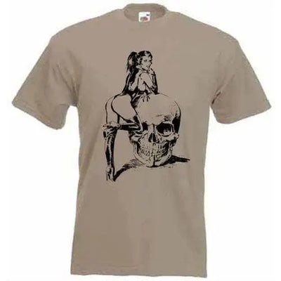 Skull Girl Mens T-Shirt L / Khaki