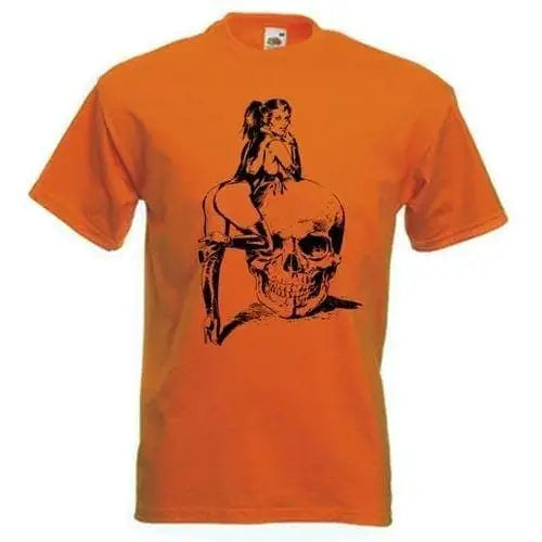 Skull Girl Mens T-Shirt L / Orange