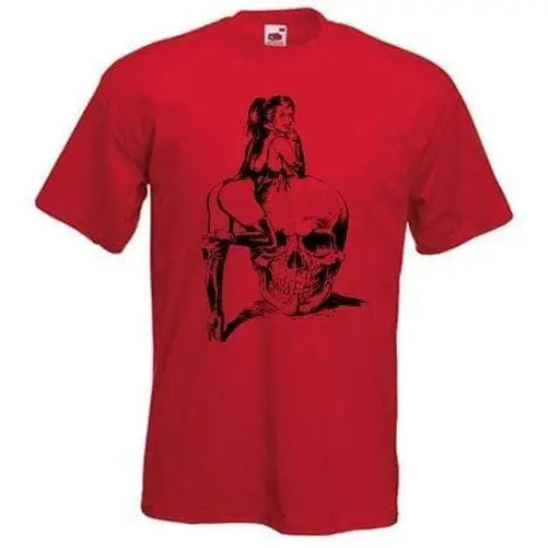 Skull Girl Mens T-Shirt L / Red