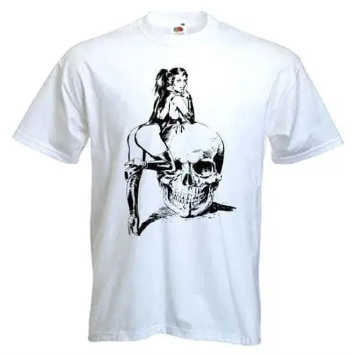 Skull Girl Mens T-Shirt L / White