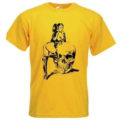 Skull Girl Mens T-Shirt L / Yellow