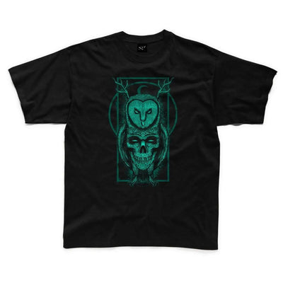 Skull Owl Hipster Kids Childrens T-Shirt 3-4