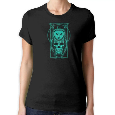Skull Owl Hipster Women's T-Shirt L