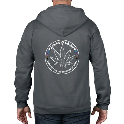 Smokes and Chokes BJJ Karate Marijuana Full Zip Hoodie XL / Charcoal Grey