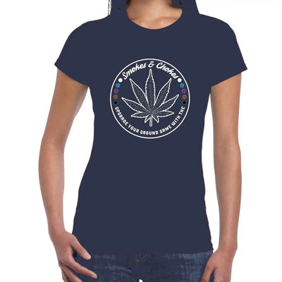 Smokes and Chokes BJJ Karate Marijuana Women's T-Shirt XL / Navy Blue