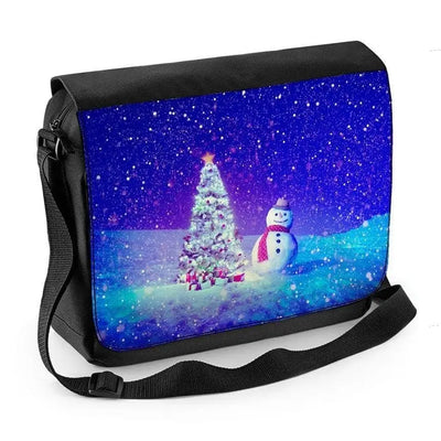 Snowman and Christmas Tree Laptop Messenger Bag