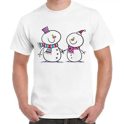Snowman and Snow Woman Men's Christmas T-Shirt
