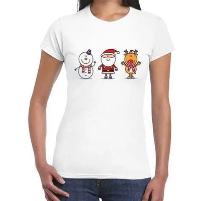 Snowman Santa & Reindeer Women's Christmas T-Shirt