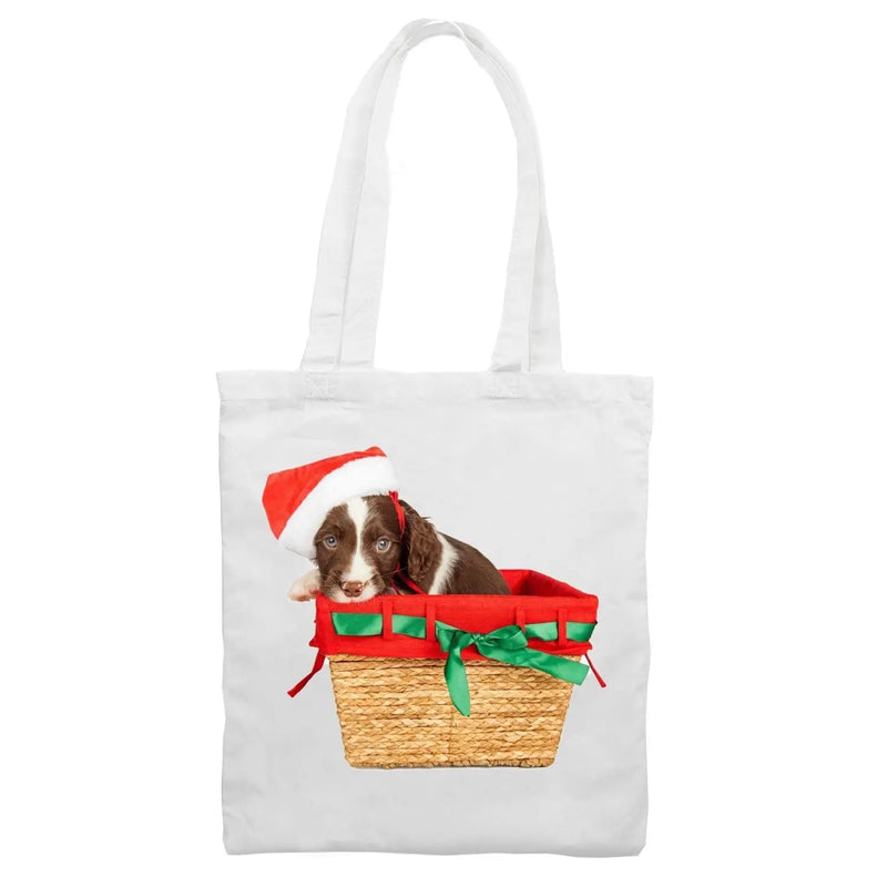 Springer Spaniel Santa Claus Father Christmas Shoulder Shopping Bag