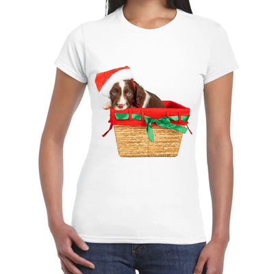 Springer Spaniel Santa Claus Father Christmas Women's T-Shirt XL