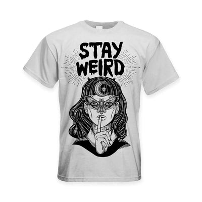 Stay Wierd Witch Girl Hipster Large Print Men's T-Shirt M / White