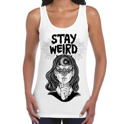 Stay Wierd Witch Girl Hipster Large Print Women's Vest Tank Top XXL / White